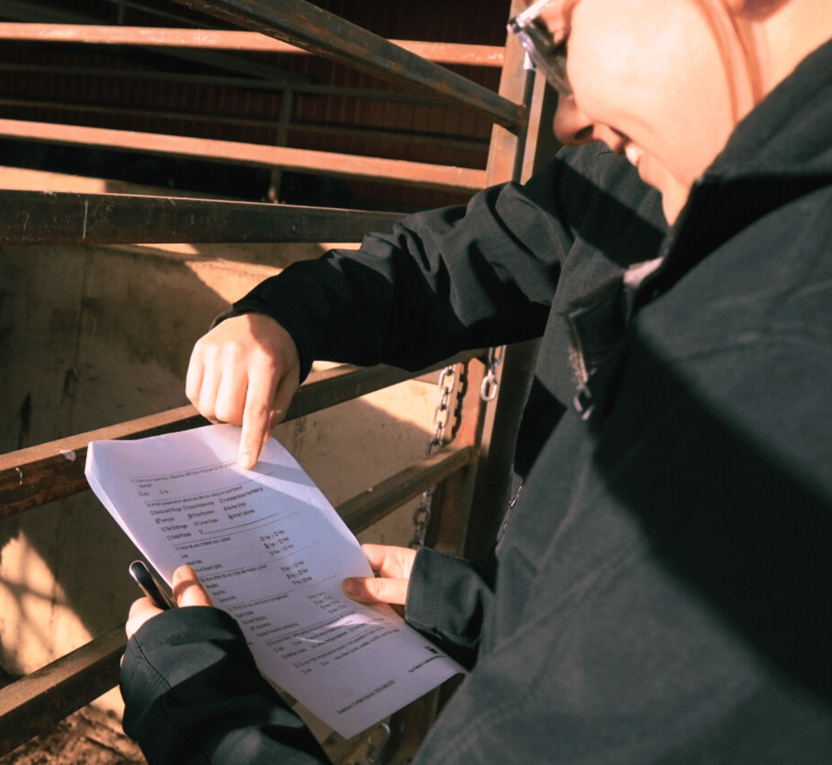 Upper Iowa Beef producers filling out self assessment form.