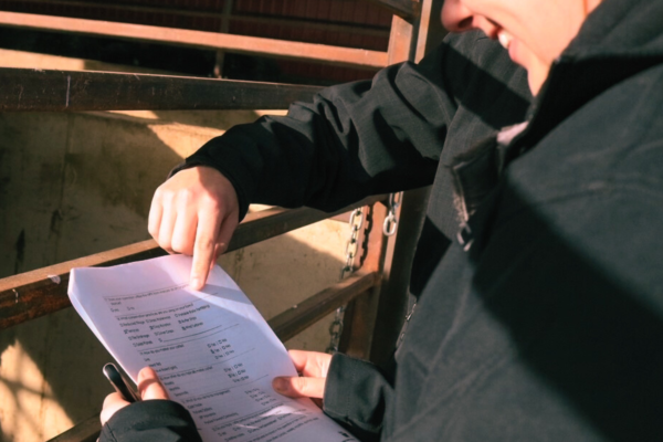 Upper Iowa Beef producers filling out self assessment form.